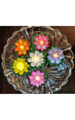 Water Floating Smokeless Candles & Lotus Flowers Sensor Led Tea Light for Outdoor Indoor Pool, Glass Bowl Festival Decoration (6)