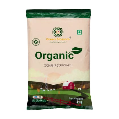 Organic Sona Masoori Rice (White) - 1Kg (Pack of 1) I Green Blossom (Weight - 1Kg) by green blossom agritech ventures private limited