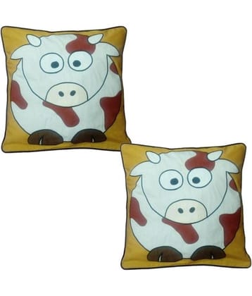 HUGS N RUGS Set of 2 Cotton Graphic Square Cushion Cover (40X40)cm - Multi
