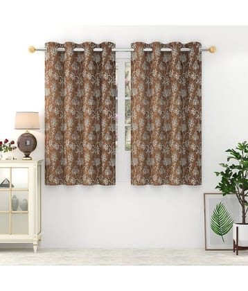 Homefab India Printed Blackout Eyelet Window Curtain 5ft (Pack of 2) - Brown