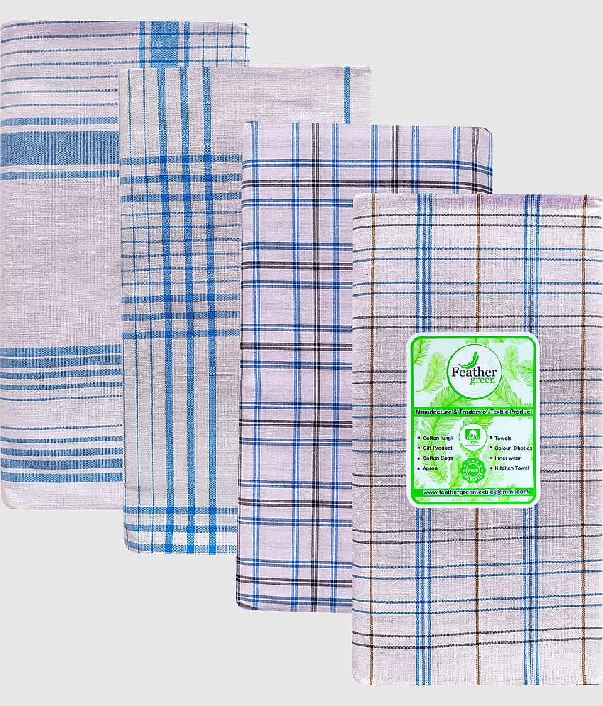 Feather Green - Multicolor Cotton Men's Lungi ( Pack of 4 )