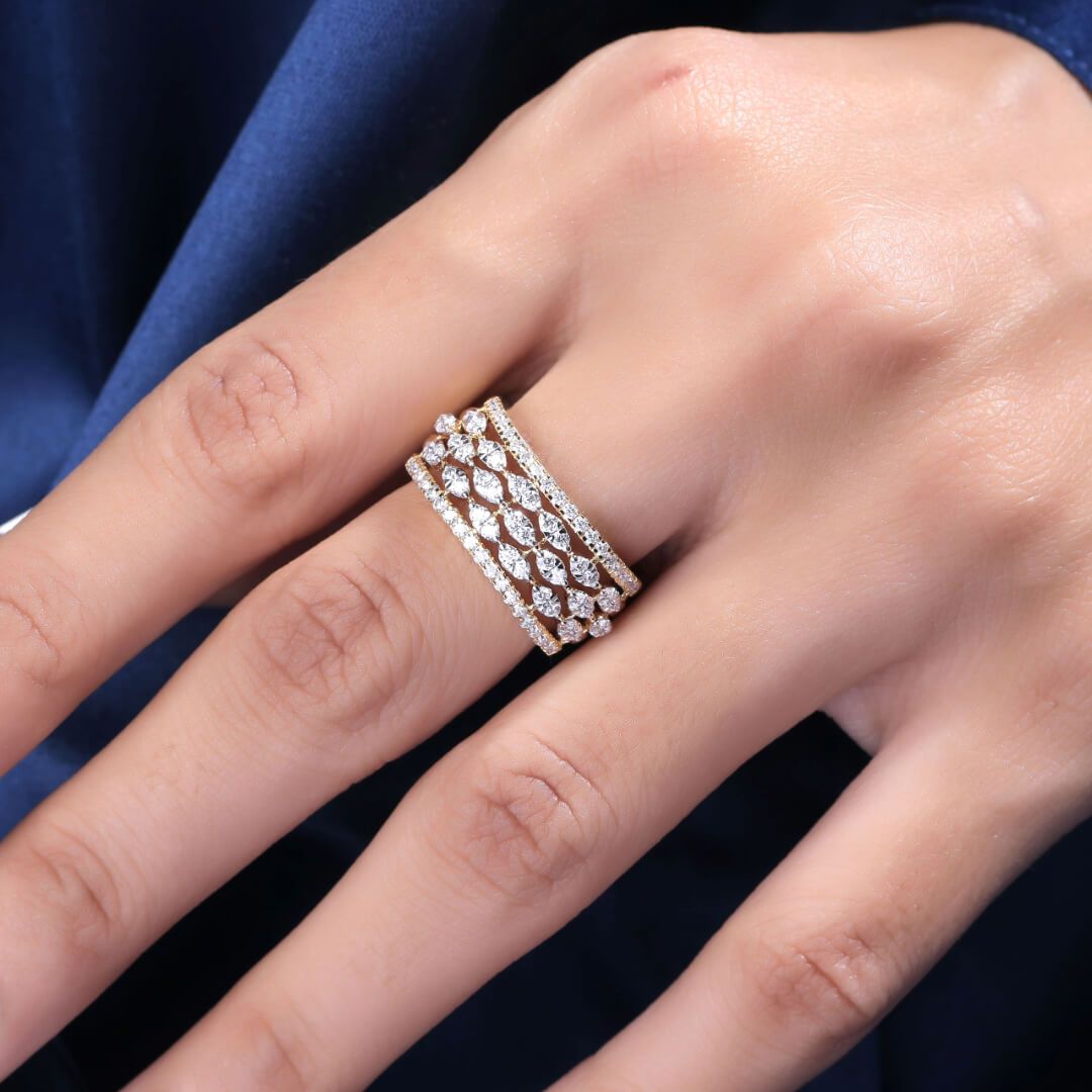 Toulin Silver Ring for Women-4 / Yellow Gold
