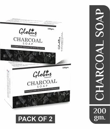 Globus Naturals Charcoal Soap Enriched with Almond oil and Glycerine Bathing Bar, 100gm (Pack of 2)
