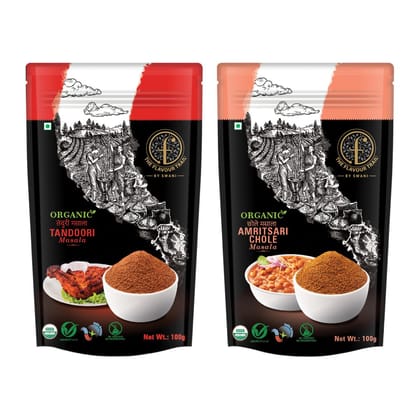 The Flavour Trail - Organic Tandoori Masala, Amritsari Chole Masala (Kala Chana Masala), 100gms Each | Organically Farmed | Pesticide-Free "