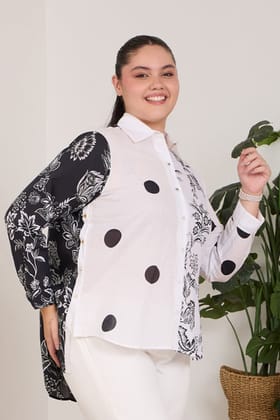 MINGLE2.0 cotton shirt-Black White / XXS / Cambric