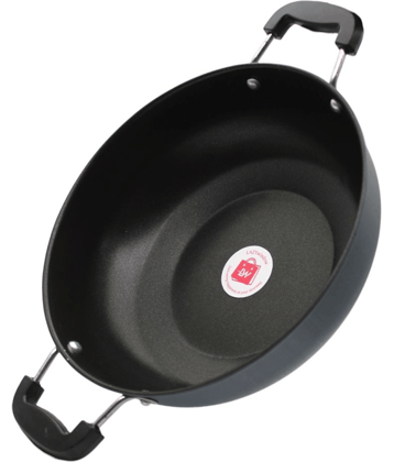 LAZYWINDOW Nonstick Kadhai Grey Hard Anodised Non-Stick ( Set of 1 )