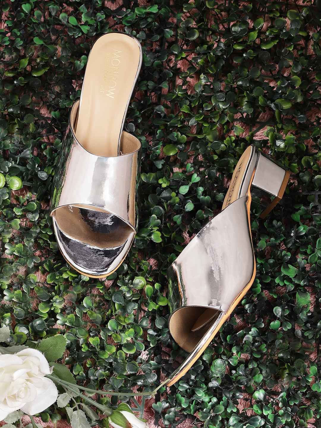 Shirin Silver Block Heels-40 / Silver