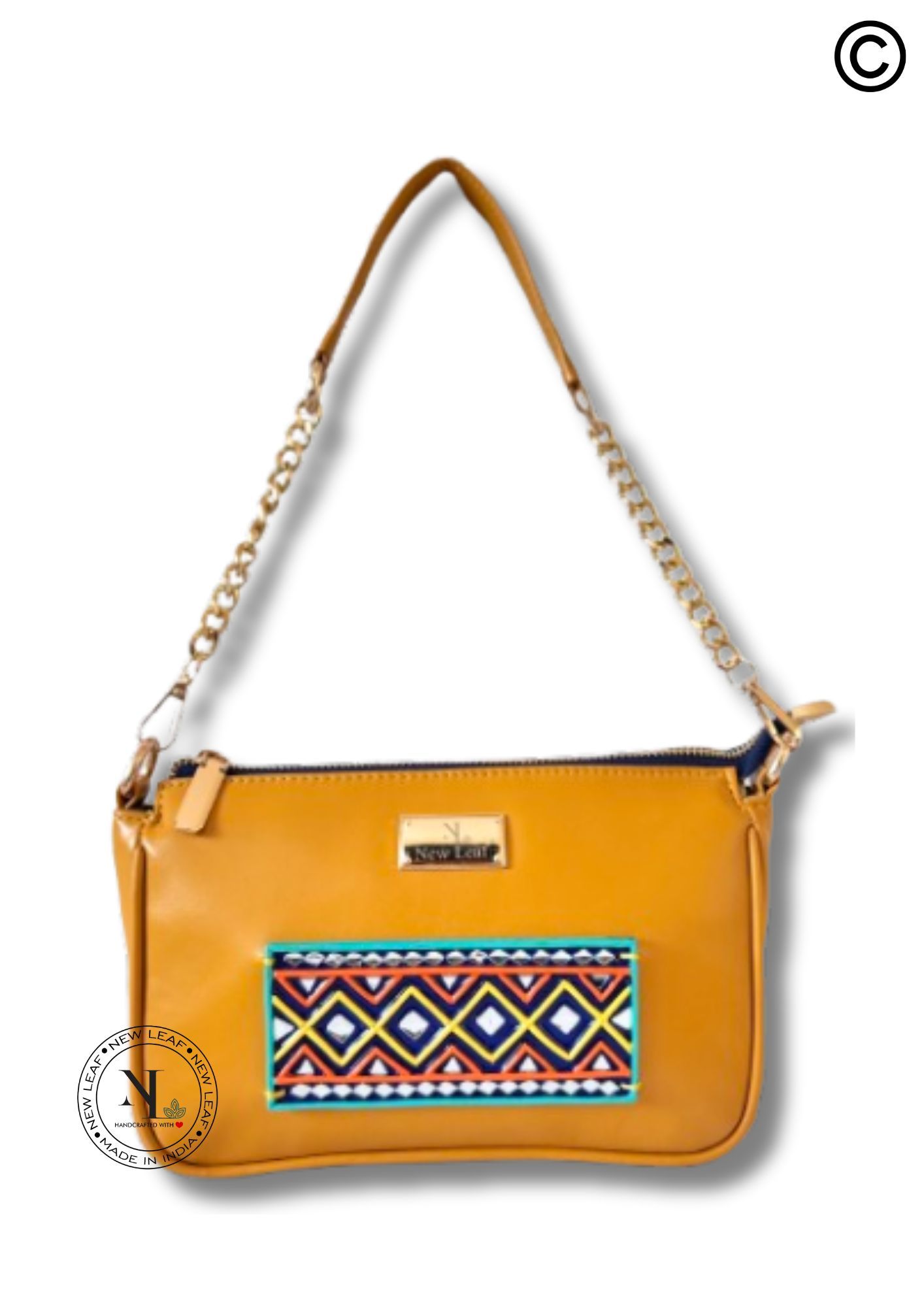 Boho Soul Lippan Art Handcrafted Baguette Bag/Sling