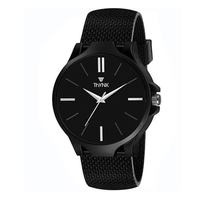Thynk Analog Black Dial Men's Watch with Textured Black Strap| Bold Round Dial Casual Watch Thynk Analog Black Dial Men's Watch with Textured Black Strap| Bold Round Dial Casual Watch