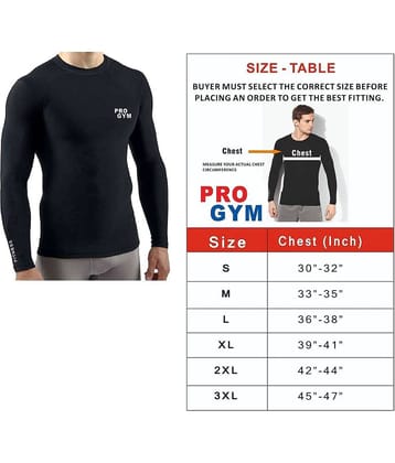 Pro Gym Men Full Sleeve 100% Polyester Compression Shirt - Athletic Base Layer for Fitness, Cycling, Training, Workout, Tactical Sports Wear - Cool Dry Running Shirt