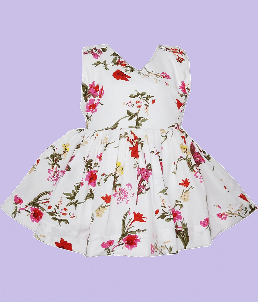 harshvardhanmart.com Pack of 1 Baby Girls Crepe Frock ( White )
