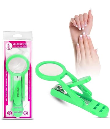 Majestique Nail Clipper with Magnifying Glass Sharp Smooth Edge Nails Cutter - 1Pc/Multicolor