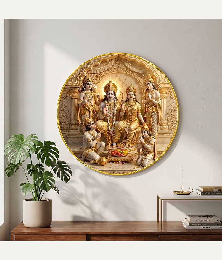 saf Ram Darbar Wall Art with PVC Round Frame Digital Reprint 16 inch x 16 inch Painting (With Frame)