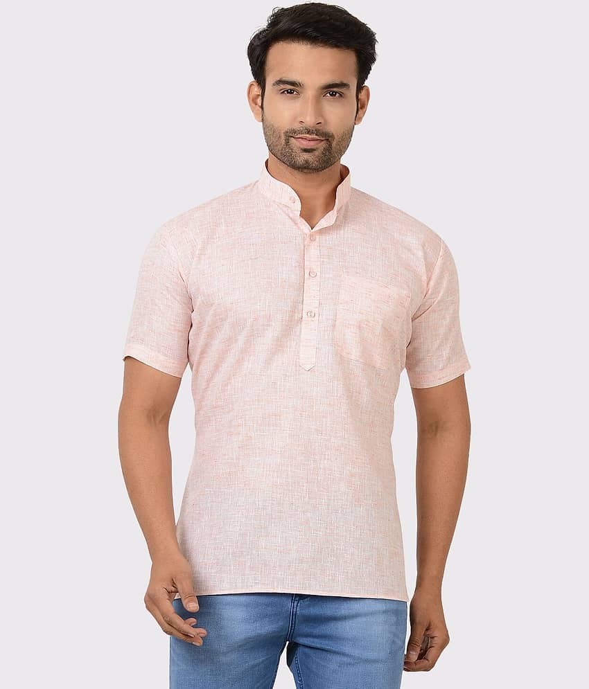 Maharaja - Orange Linen Men's Regular Kurta ( Pack of 1 )