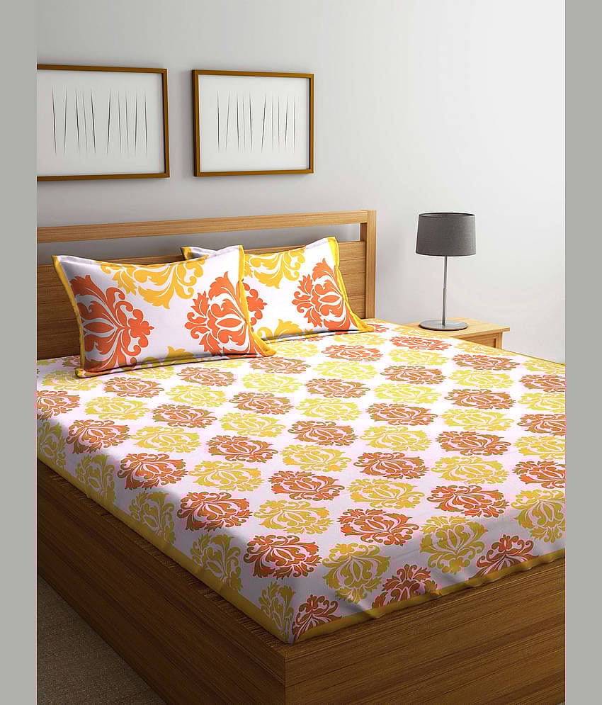 Uniqchoice Cotton Queen Bedsheet ( Orange )