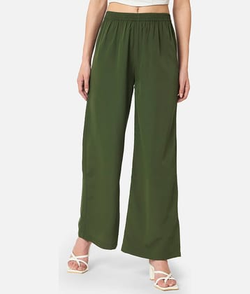 ALL WAYS YOU - Olive Crepe Straight Women's Palazzos ( Pack of 1 )