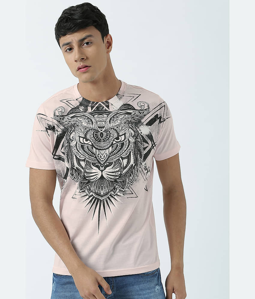 Huetrap Pack of 1 Cotton Regular Fit Men's T-Shirt ( Pink )