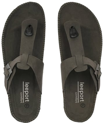 Leeport Grey Men's Leather Slipper