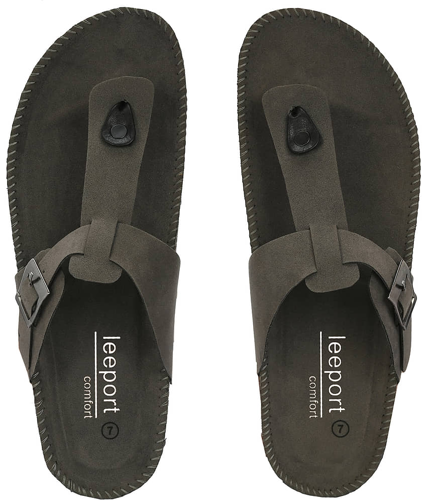 Leeport Grey Men's Leather Slipper
