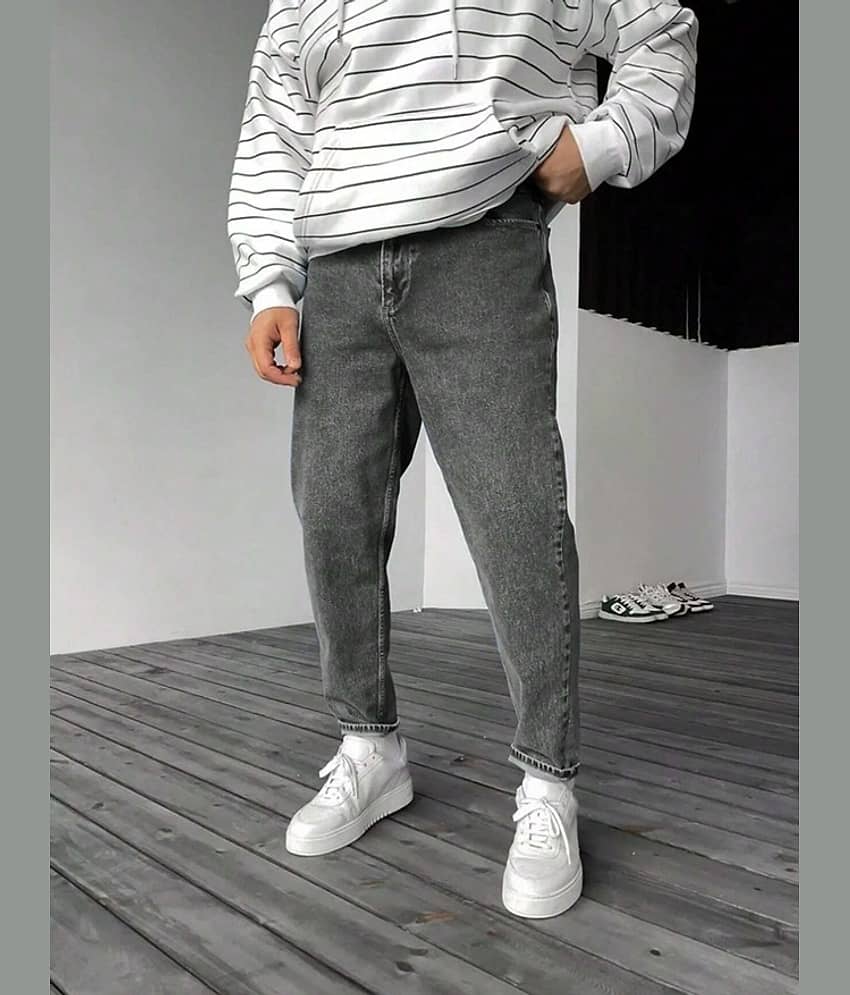 WOOMNY Regular Fit Faded Men's Jeans - Charcoal ( Pack of 1 )