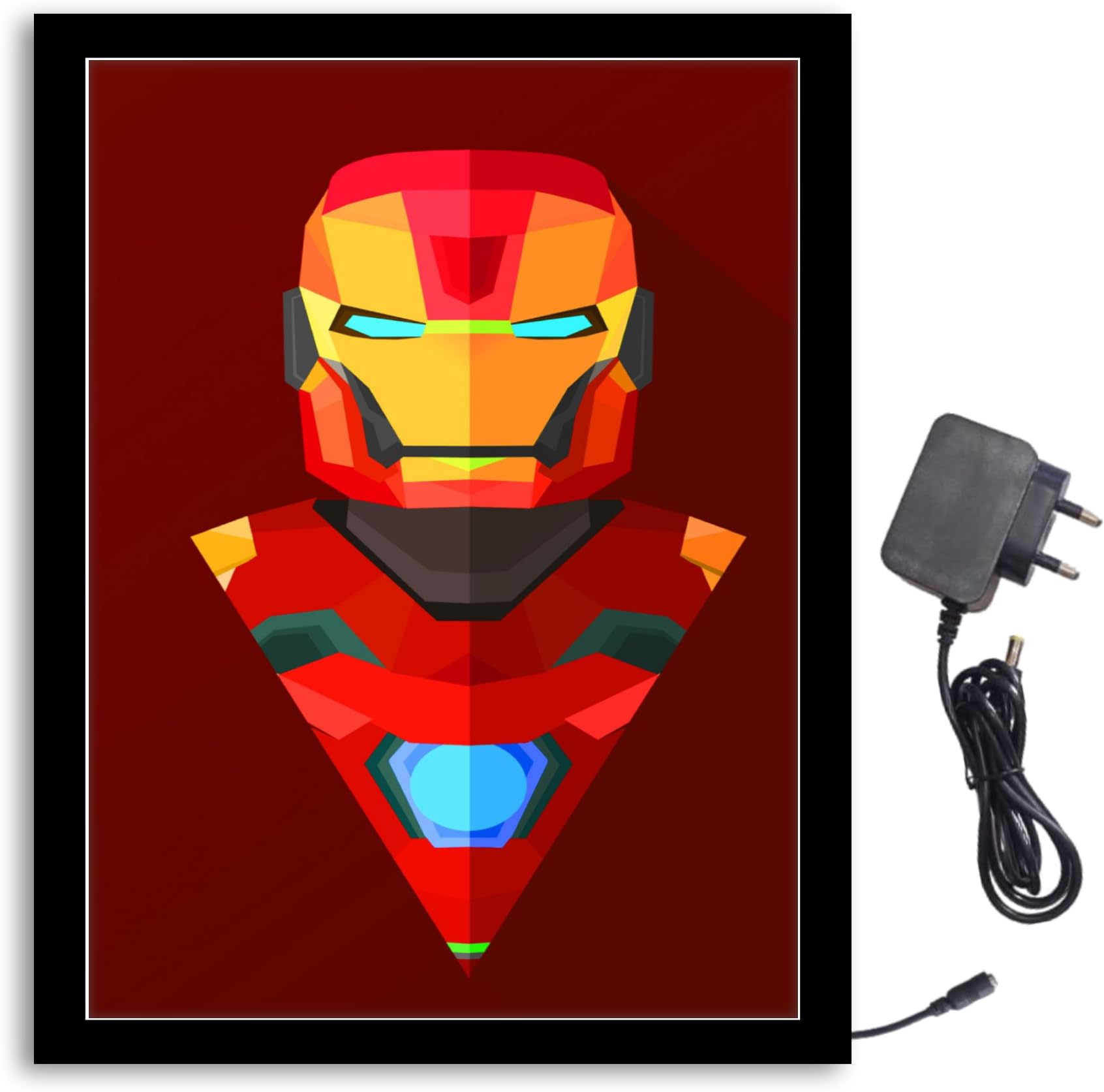 NOKKES Iron Man Face Light Red Light Photo Frame 8X10 inch Led Light photo Frame With Light Adaptor Led Light Photo Frame Black Color Photo Frame_AQW138