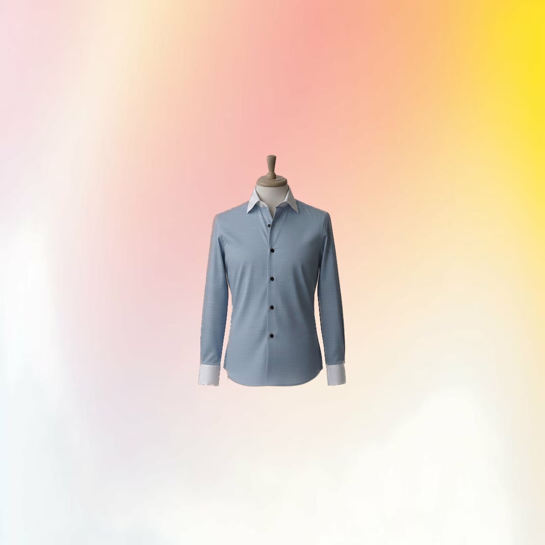 Men's Contrast Collar Cotton Casual Shirt (Light Blue) | Breathable Cotton | Smart Casual