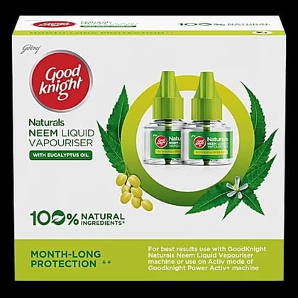 Good Knight Naturals, Pack Of 4 Refills Neem Mosquito Repellent With 100% Natural Active Ingredients (Safe For Kids And Adults)
