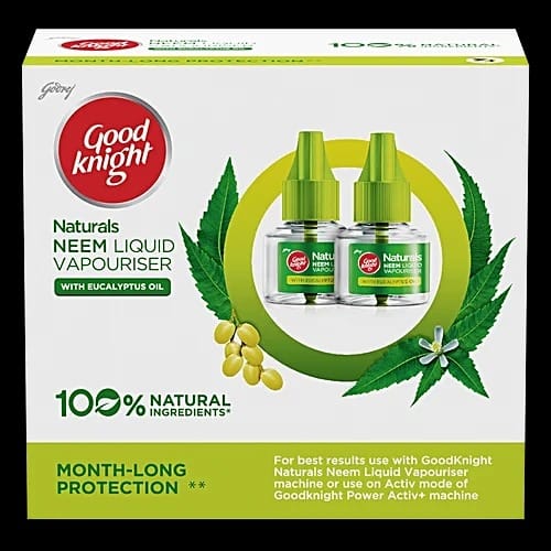 Good Knight Naturals, Pack Of 4 Refills Neem Mosquito Repellent With 100% Natural Active Ingredients (Safe For Kids And Adults)