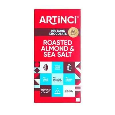 Roasted Almond Sea Salt - Sugar Free Chocolate Bar - Vegan (50g)