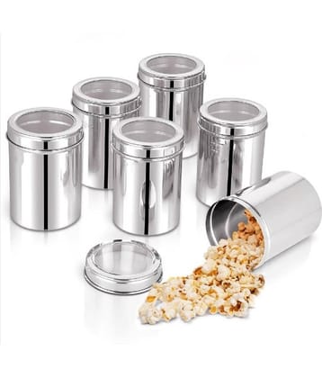 ATROCK Grocery Canisters Steel Silver Multi-Purpose Container ( Set of 6 )