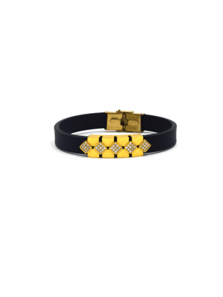 Black & Yellow Leather Bracelet