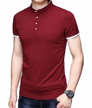 Alexender Cotton Regular Fit Solid Half Sleeves Men's Mandarin Collar T-Shirt - White ( Pack of 1 )