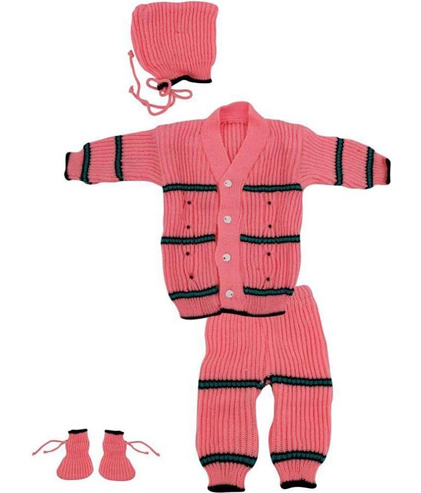 The Creators Pack of 4 Unisex for Baby Woollen Cardigans ( Pink )