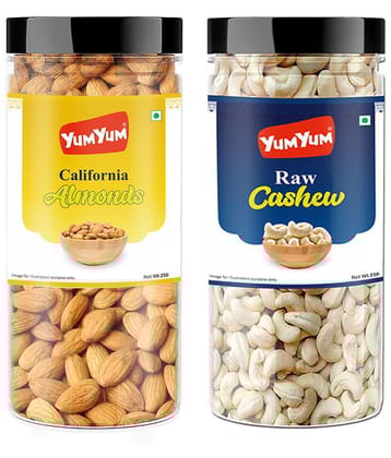 YUM YUM Dry Fruits Combo Pack 500g Almonds 250g and Cashew 250g Jar Each