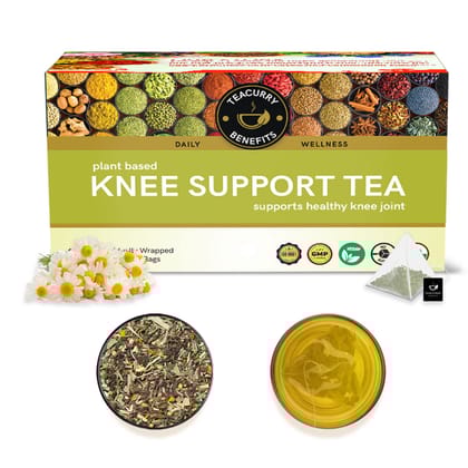 TEACURRY Knee Support Tea (1 Month Pack | 30 Tea Bags) - Helps with Knee Pain, Osteoporosis, Strong Bones - Tea for Bones