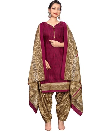 Rajnandini Women Cotton Blend Printed Straight Kurti With Patiala Salwar ( Wine )