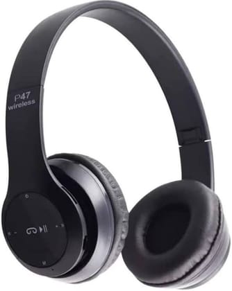 P47 Wireless Bluetooth Headphones, Deep Bass, Foldable Design, Built-in Mic, All-Day Comfort and Noise Isolation Color - Black