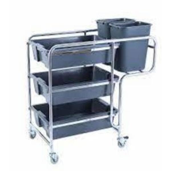SS Trolley with Tray And Dustbin