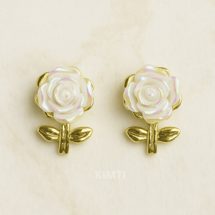 White Rose Stud Earring