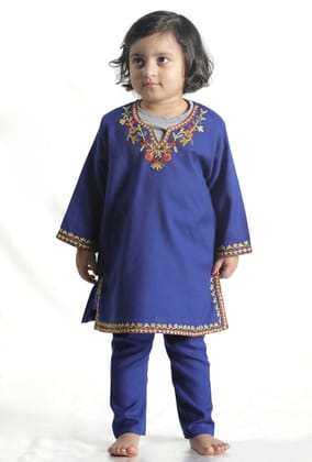 Royal Blue Pure Woollen Phiran set-0-3M