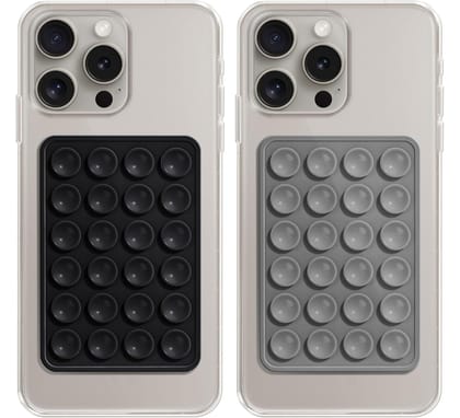 EDNITA Suction Phone Case, Phone Suction Sticker, Silicone Suction Phone Case for Hands-Free Mobile Accessory Holder Grip, Video Phone Accessory Compatible Mirror, Shower (Black-Dark Grey-Pack of 2) EDNITA Suction Phone Case, Phone Suction Sticker, Silic