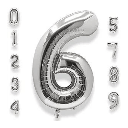 16" Numerical 6 Silver Balloon