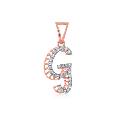 Senco Gold Glorious G Alphabet Diamond Pendant (0.7 gram / 0.17 Ct / HI-SI / 18K Rose Gold)
