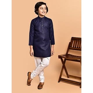 PrintCultr Boys Festive & Party Kurta and Pyjama Set (Dark Blue)