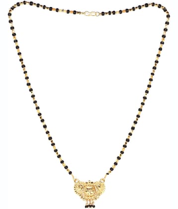 JANKI ETHNIC COPPER GOLD PLATED DROP SHAPE DISIGNER NICE MANGALSUTRA WITH BLACK BEAD CHAIN 18'' FOR WOMEN PANDAL WITH CHAIN JEWELLARY FOR WOMEN