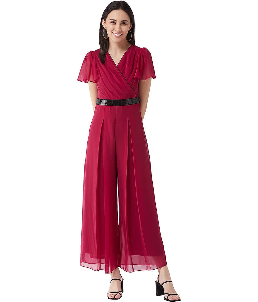Miss Chase Pink Georgette Jumpsuit -