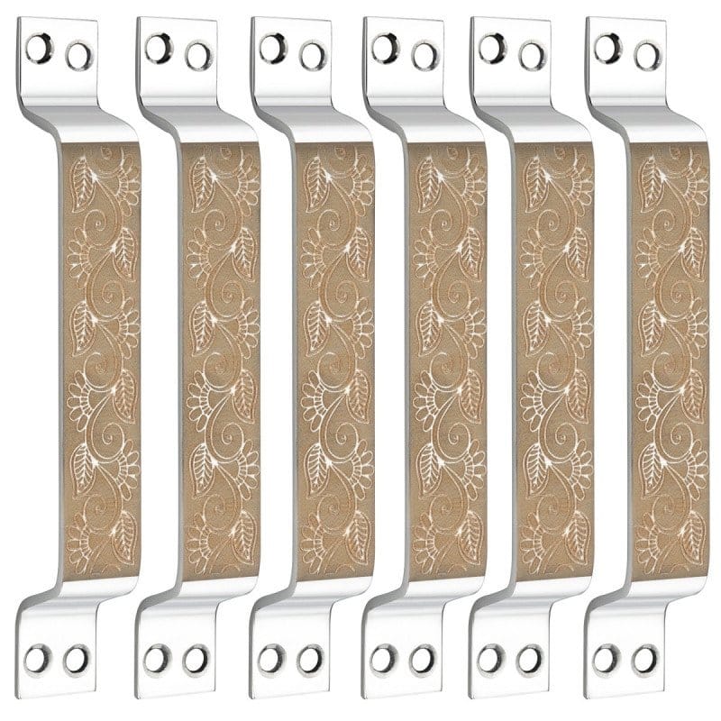 S-GUARD Stainless Steel Door & Cabinet Handles, Knobs Handles-Size-6 Inch-6 Pcs-Laser Printed Design-SSL41
