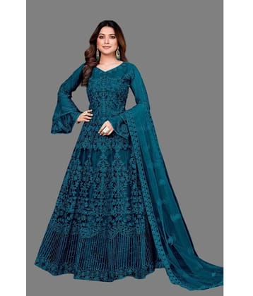 Apnisha Wine Flared Net Women's Semi Stitched Ethnic Gown ( Pack of 1 )