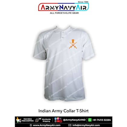 ArmyNavyAir Indian Army Collar T-Shirt (Small) | Premium Cotton Polo | Casual & Institutional