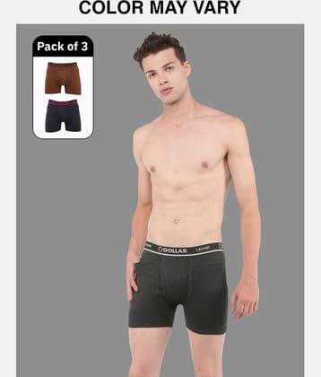 Dollar Lehar Mens Combed Cotton Trunk - Pack of 3 - (Colour May Vary)